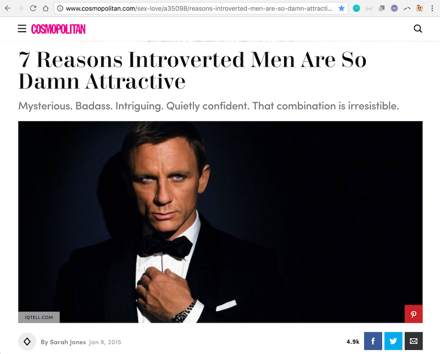Cosmo 7 Reasons by Sarah Jones - Introverted Men Are Attractive