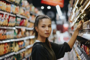 beautiful woman grocery shopping - approach a woman at the grocery store