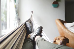 man in hammock with dog - best places to meet women